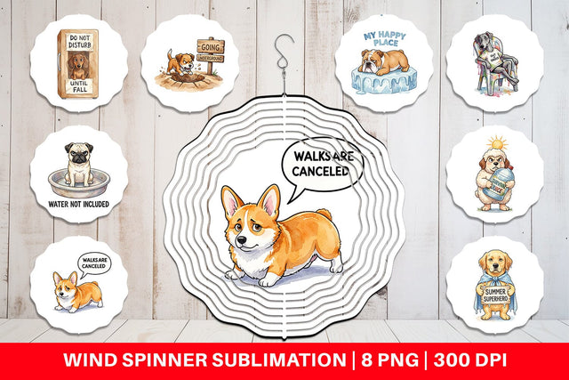 Wind Spinner Sarcastic Lazy Summer Dog Watercolor Sublimation artnoy 