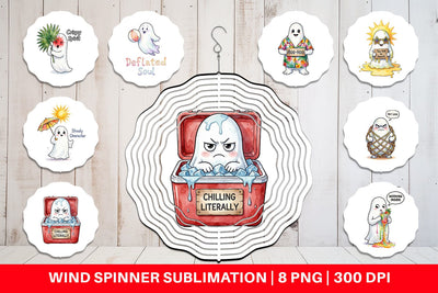 Wind Spinner Sarcastic Melting Ghost Watercolor Sublimation artnoy 
