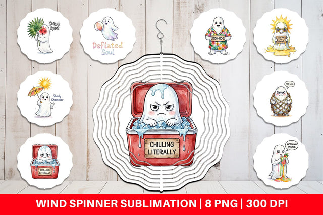 Wind Spinner Sarcastic Melting Ghost Watercolor Sublimation artnoy 