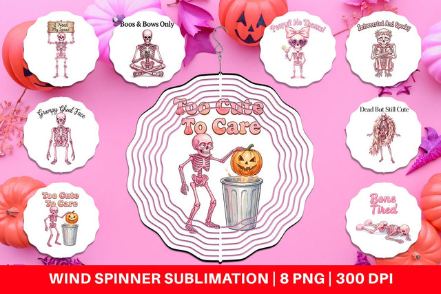 Wind Spinner Sarcastic Pink Skeleton Coquette Sublimation artnoy 