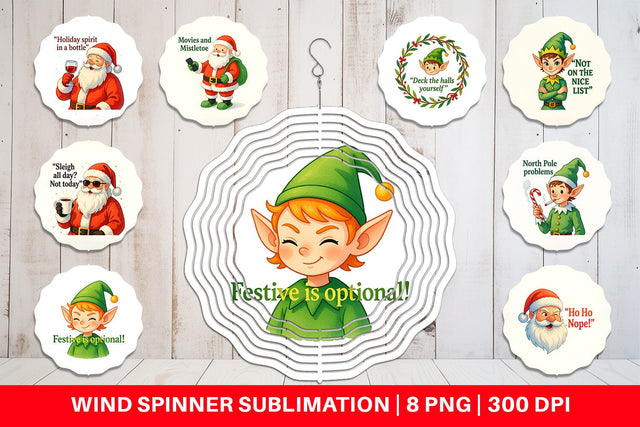 Wind Spinner Sarcastic Santa Elves Sublimation artnoy 