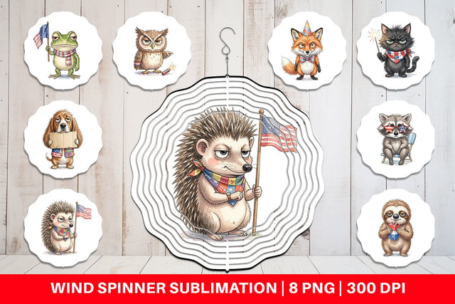 Wind Spinner Sarcastic Sassy Patriotic Animals Sublimation artnoy 