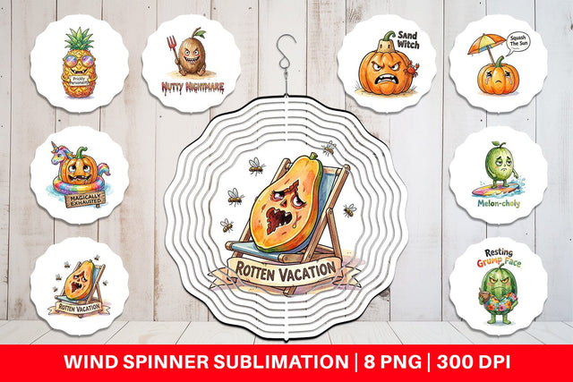 Wind Spinner Sarcastic Tropical Fruit Pumpkin Sublimation artnoy 