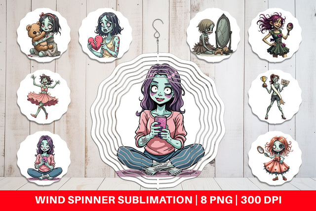 Wind Spinner Sarcastic Zombie Girls Sublimation artnoy 