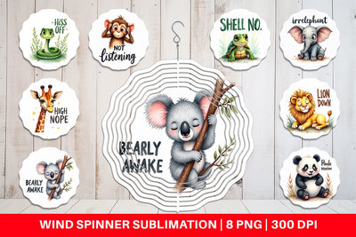 Wind Spinner Sassy Big-Eyed Animal Watercolor Puns Sublimation artnoy 