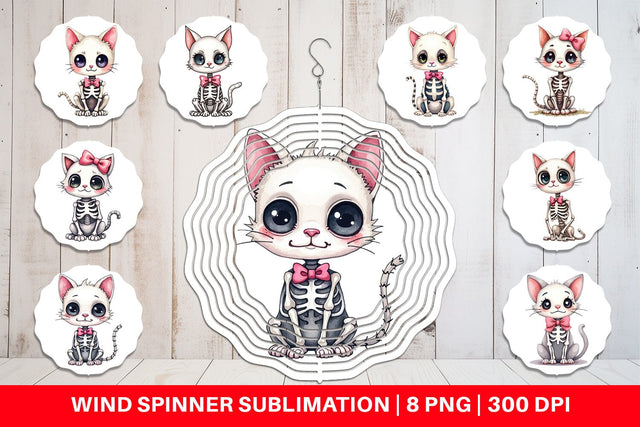 Wind Spinner Sassy Skeleton Cat Sublimation artnoy 
