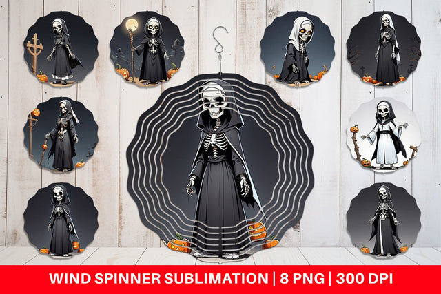 Wind Spinner Scary Skeleton Nun Sublimation artnoy 