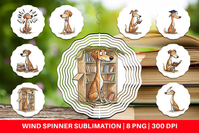 Wind Spinner Scholarly Canine Dog Watercolor Sublimation artnoy 