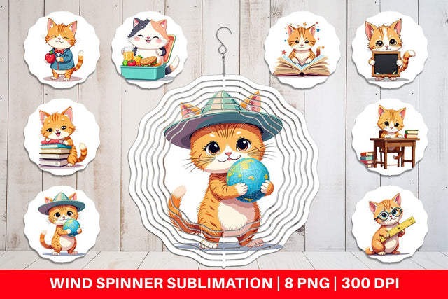 Wind Spinner School Baby Cat Sublimation artnoy 