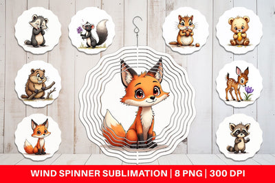 Wind Spinner Scruffy Woodland Wanderers Forest Friends Sublimation artnoy 