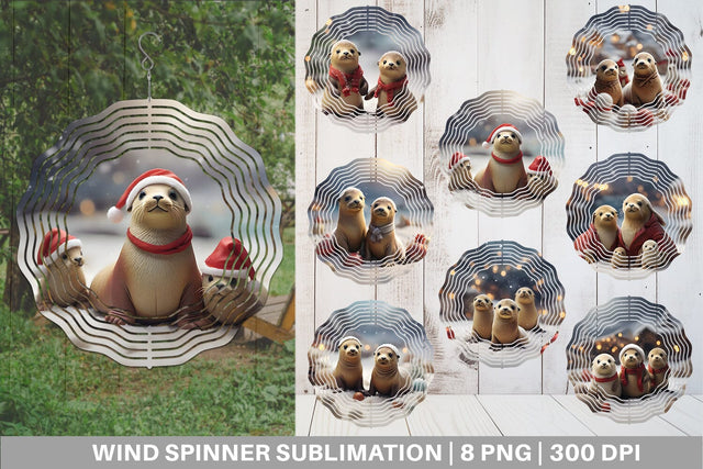 Wind Spinner Sea Lion Christmas Sublimation artnoy 