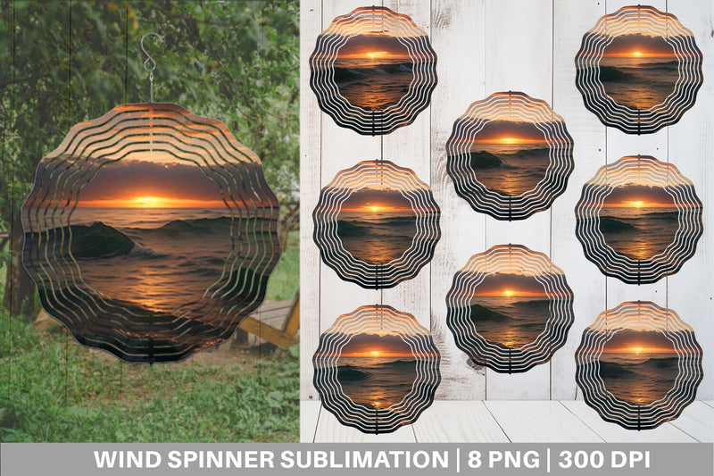 Wind Spinner Sea Sunset Landscape Sublimation artnoy 