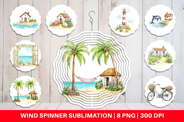 Wind Spinner Seaside Cottage Sublimation artnoy 