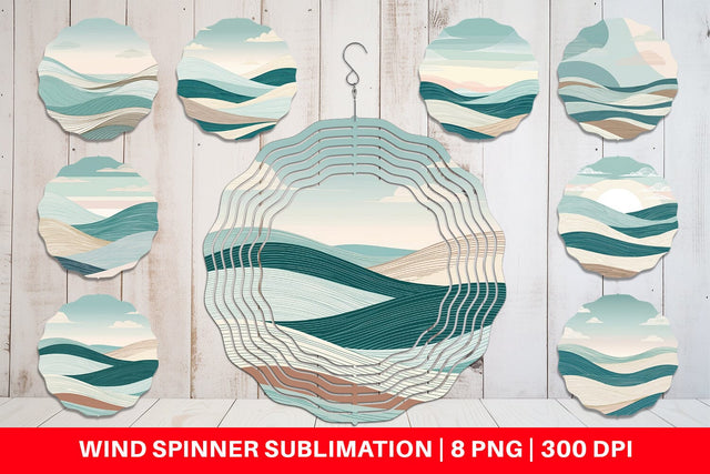 Wind Spinner Serene Line Landscape Sublimation artnoy 