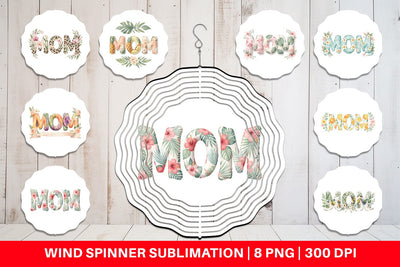 Wind Spinner Shabby Chic Tropical MOM Watercolor Sublimation artnoy 