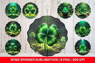 Wind Spinner Shamrock Leaf Patrick Day Sublimation artnoy 