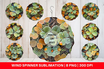 Wind Spinner Shamrock Leaves Pattern Sublimation artnoy 