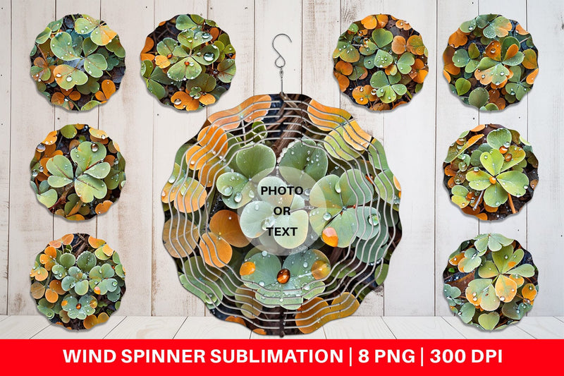 Wind Spinner Shamrock Leaves Pattern Sublimation artnoy 