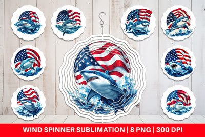 Wind Spinner Shark 4th of July Sublimation artnoy 
