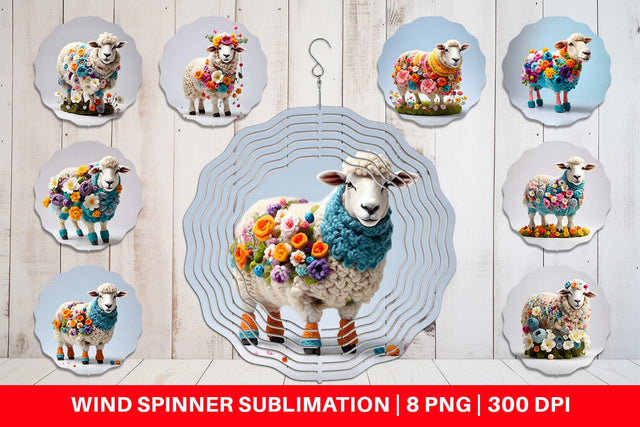 Wind Spinner Sheep Easter Embroidery Sublimation artnoy 