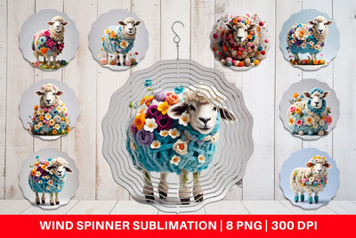 Wind Spinner Sheep Easter Embroidery Sublimation artnoy 