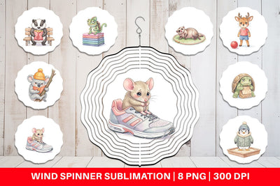 Wind Spinner Shy Awkward School Animal Watercolor Sublimation artnoy 