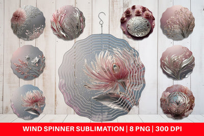 Wind Spinner Silver and Pink Plants Sublimation artnoy 