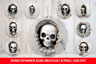Wind Spinner Skeleton in Wall Sublimation artnoy 