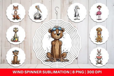 Wind Spinner Skinny Beach Sketch Animal Sublimation artnoy 