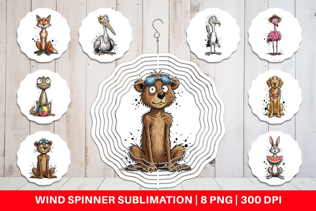 Wind Spinner Skinny Beach Sketch Animal Sublimation artnoy 