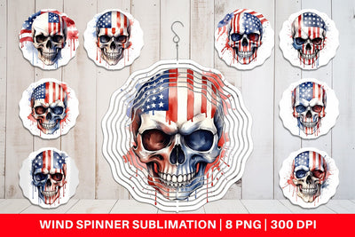 Wind Spinner Skull 4th of July Sublimation artnoy 