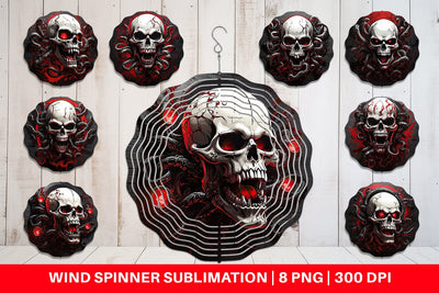 Wind Spinner Skull with Tentacles Sublimation artnoy 