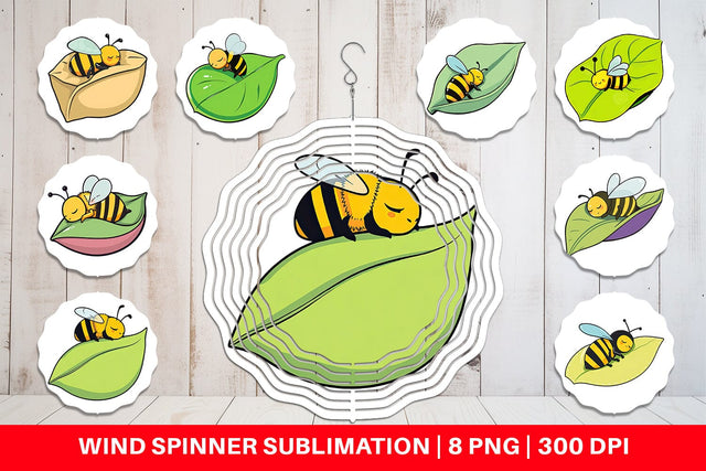 Wind Spinner Sleeping Bee on Leaf Sublimation artnoy 