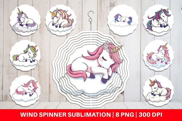 Wind Spinner Sleeping Unicorn Sublimation artnoy 