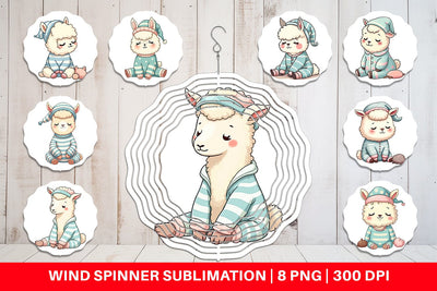 Wind Spinner Sleepy Alpaca Sublimation artnoy 