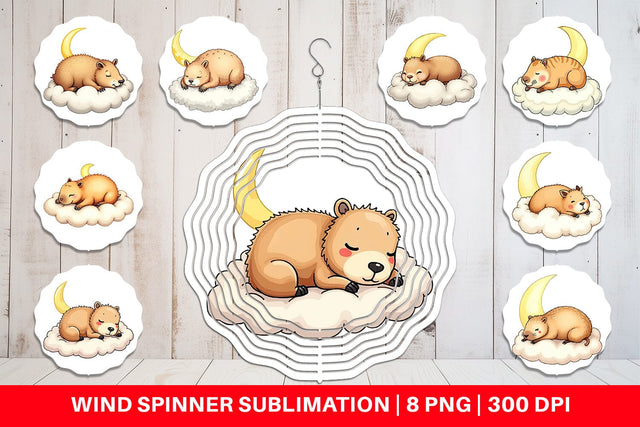Wind Spinner Sleepy Capybara Cloud Sublimation artnoy 
