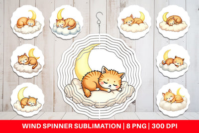 Wind Spinner Sleepy Cat Cloud Sublimation artnoy 