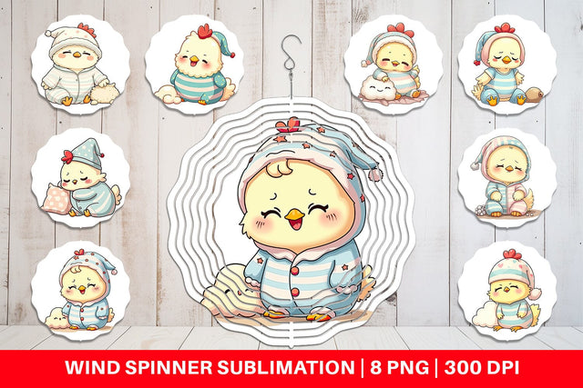 Wind Spinner Sleepy Chicken Sublimation artnoy 