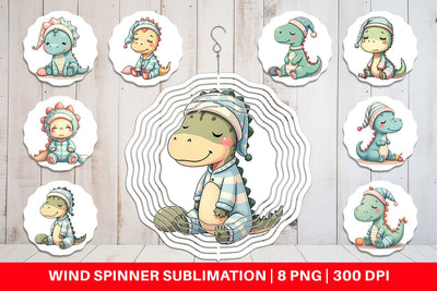 Wind Spinner Sleepy Dinosaur Sublimation artnoy 