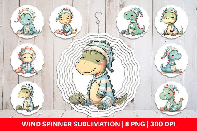 Wind Spinner Sleepy Dinosaur Sublimation artnoy 