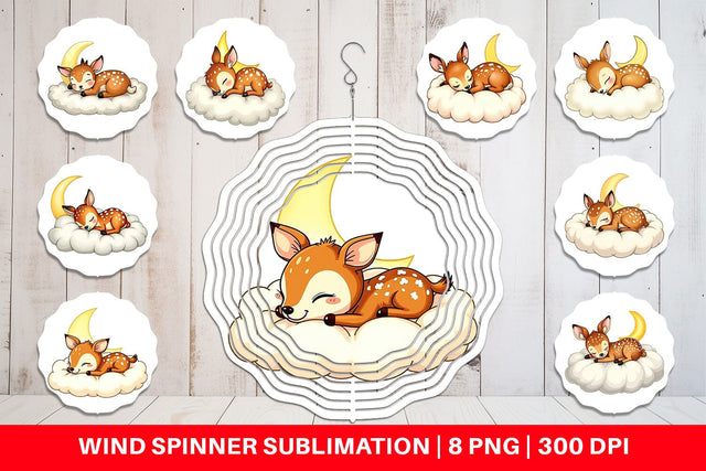 Wind Spinner Sleepy Fawn Cloud Sublimation artnoy 