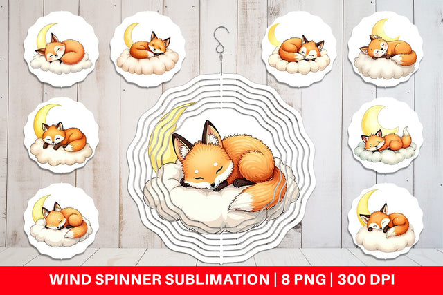Wind Spinner Sleepy Fox Cloud Sublimation artnoy 