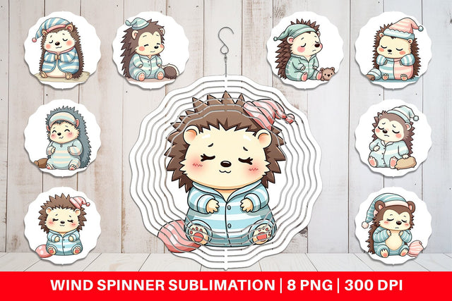 Wind Spinner Sleepy Hedgehog Sublimation artnoy 