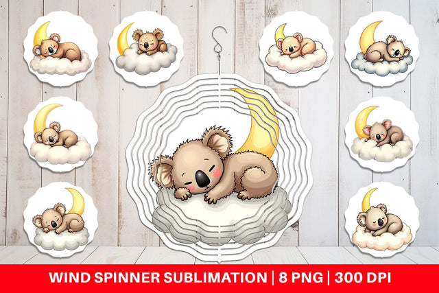 Wind Spinner Sleepy Koala Cloud Sublimation artnoy 