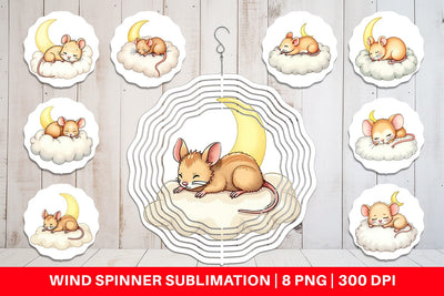 Wind Spinner Sleepy Mouse Cloud Sublimation artnoy 