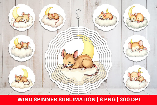 Wind Spinner Sleepy Mouse Cloud Sublimation artnoy 