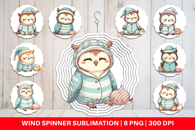 Wind Spinner Sleepy Owl Sublimation artnoy 