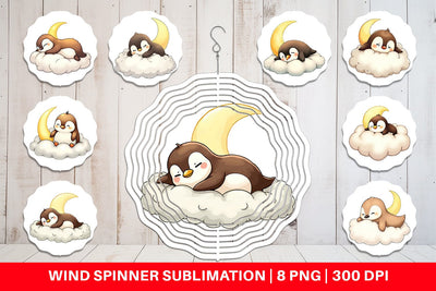 Wind Spinner Sleepy Penguin Cloud Sublimation artnoy 