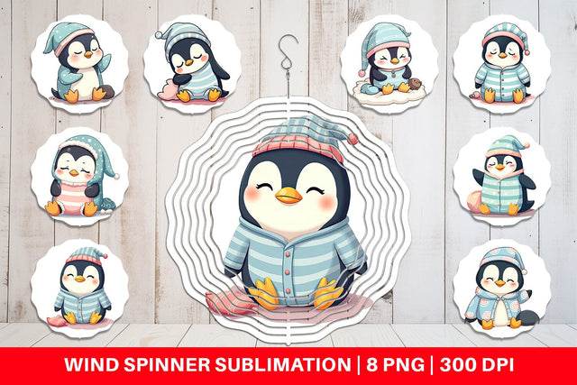 Wind Spinner Sleepy Penguin Sublimation artnoy 