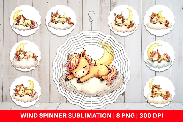 Wind Spinner Sleepy Pony Cloud Sublimation artnoy 
